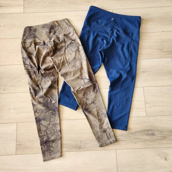Zyia Active Legging Lot 2 Pair Womens Size 8-10 Blue Tan Tie Dye - Picture 8 of 8